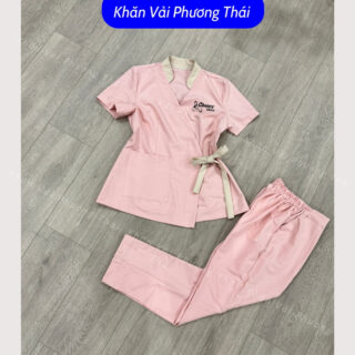 Đồng phục spa nữ cổ tàu cách tân điệu đà, chất cotton lạnh cao cấp