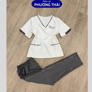 Đồng phục spa, đồng phục lễ tân spa chất cotton lạnh cao cấp, may theo mẫu