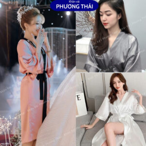 Áo choàng spa salon, áo choàng make up vải lụa cao cấp