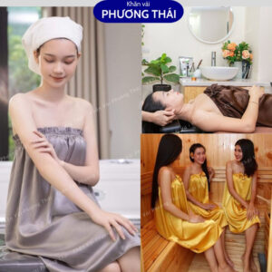 Váy quây spa lụa cao cấp không nhăn, mát mịn, váy spa cho khách mặc triệt lông, gội đầu massage Váy quây spa lụa cao cấp không nhăn, mát mịn, váy spa