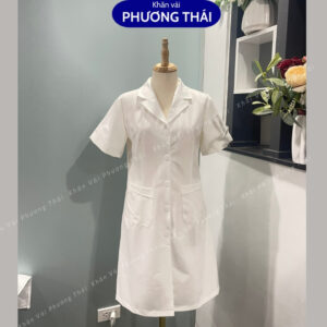 Áo blu trắng, áo bác sĩ cao cấp vải cotton lạnh, dày dặn, form đẹp cho bác sĩ, kỹ thuật viên, spa