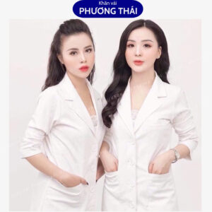 Áo blu trắng, áo bác sĩ cao cấp vải cotton lạnh, dày dặn, form đẹp